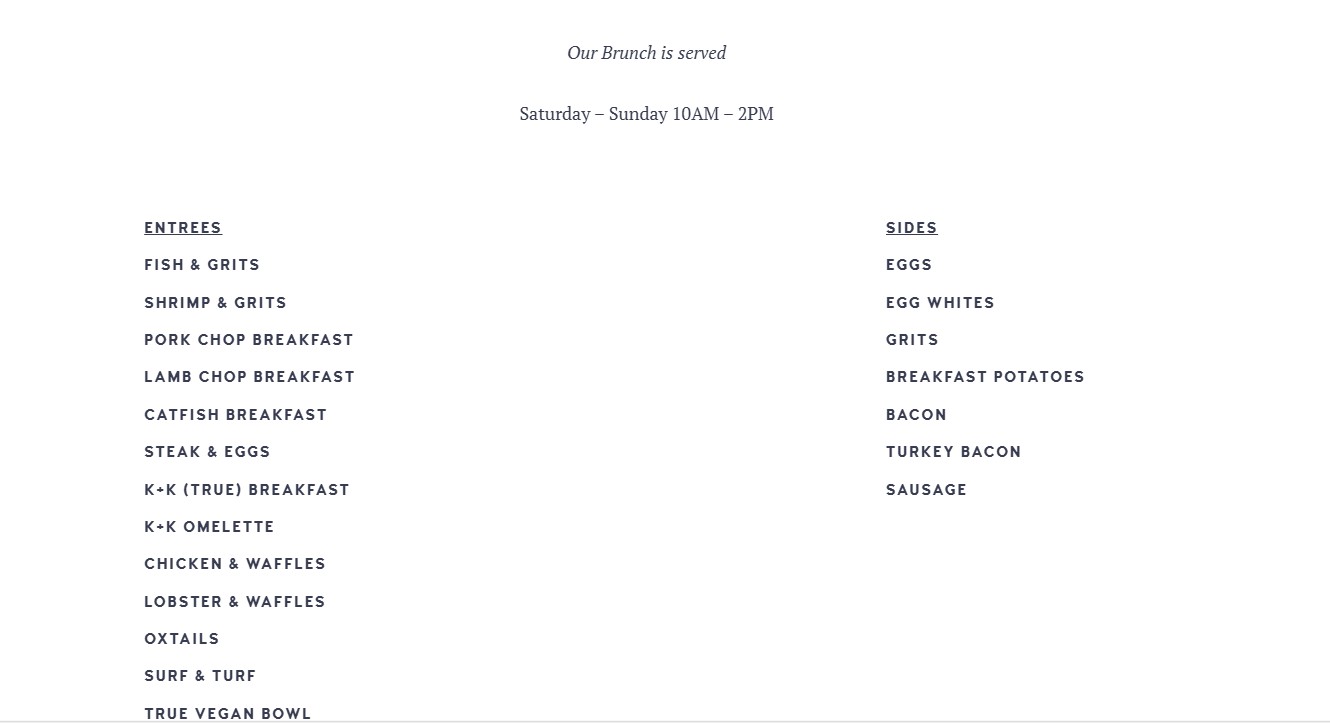 Kitchen + Kocktails by Kevin Kelley - Chicago Menu: Southern Comfort